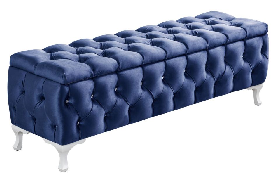 Yatak Ucu Pufu, Cappy Bench, Sandıklı Ayakucu Pufu Lacivert - 40x50x160
