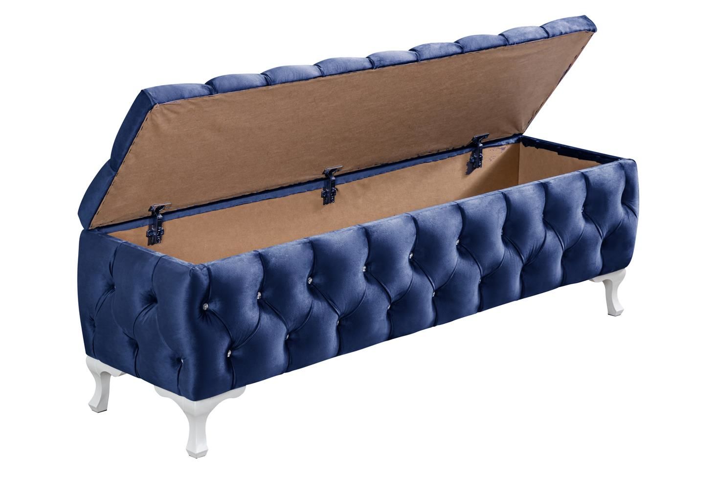Yatak Ucu Pufu, Cappy Bench, Sandıklı Ayakucu Pufu Lacivert - 40x50x160