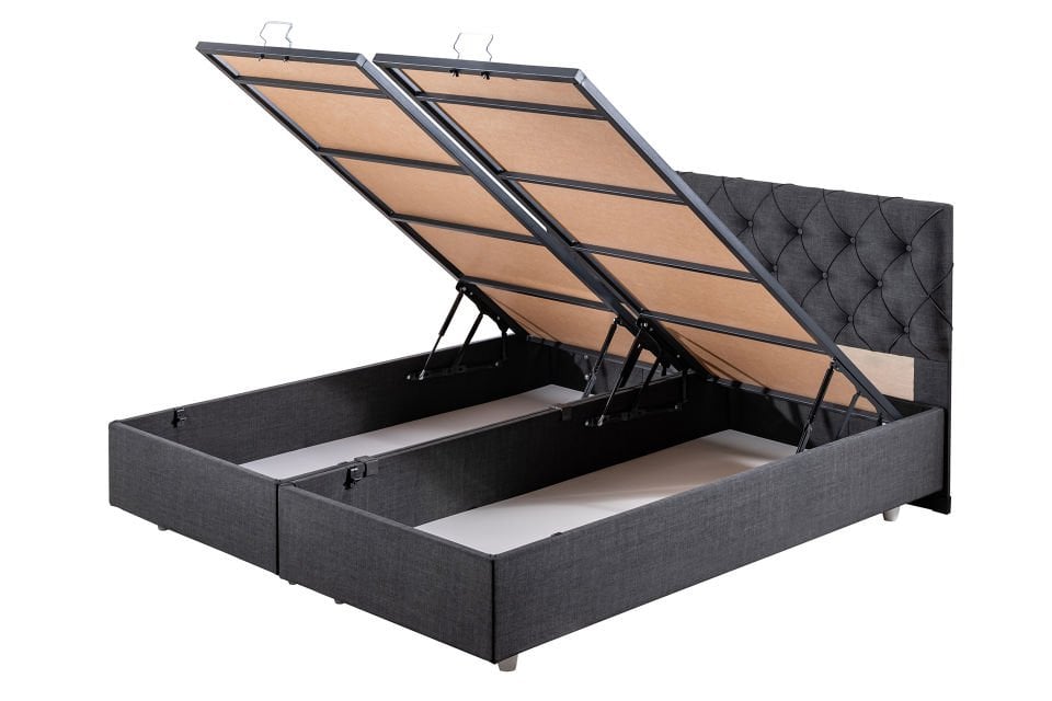 Eylül Çift Kişilik Baza Başlık Letto Yatak Seti 180 x 200 - Antrasit
