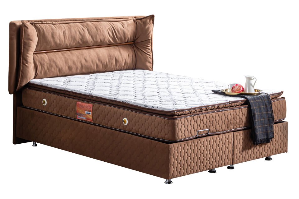 Barselona Baza Başlık Real Pedli Yatak Seti 90 x 190 - Açık Kahve