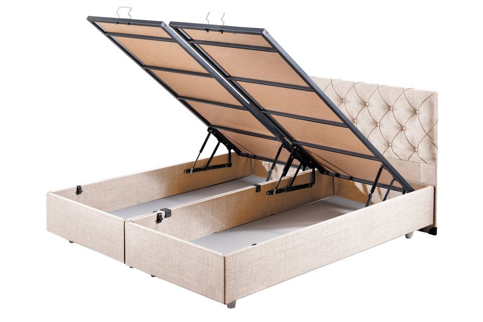 Eylül Çift Kişilik Baza Başlık Letto Yatak Seti 160 x 200 - Krem