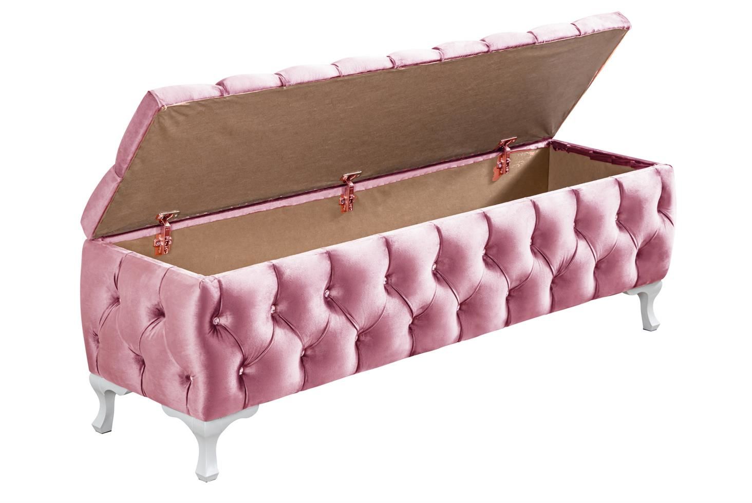Yatak Ucu Pufu, Cappy Bench, Sandıklı Ayakucu Pufu Pembe - 40x50x180