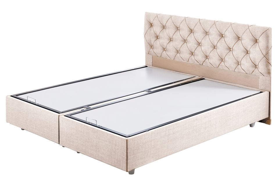 Eylül Çift Kişilik Baza Başlık Letto Yatak Seti 180 x 200 - Krem