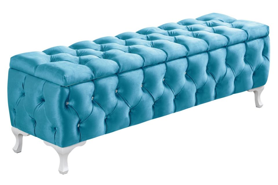 Yatak Ucu Pufu, Cappy Bench, Sandıklı Ayakucu Pufu Turkuaz - 40x50x100