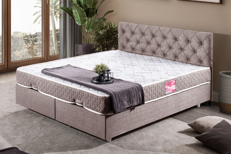 Eylül Çift Kişilik Baza Başlık Letto Yatak Seti 180 x 200 - Kahve