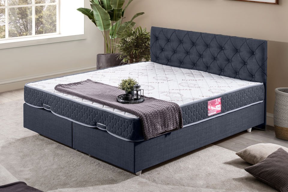 Eylül Çift Kişilik Baza Başlık Letto Yatak Seti 150 x 200 - Lacivert