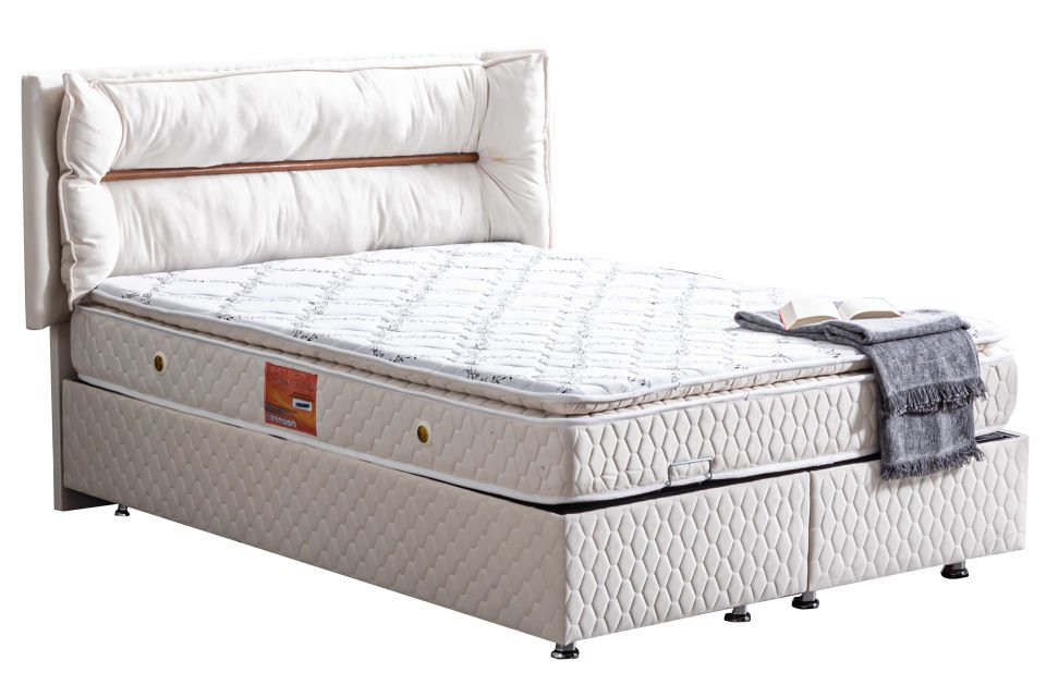 Barselona Baza Başlık Real Pedli Yatak Seti 90 x 200 - Krem