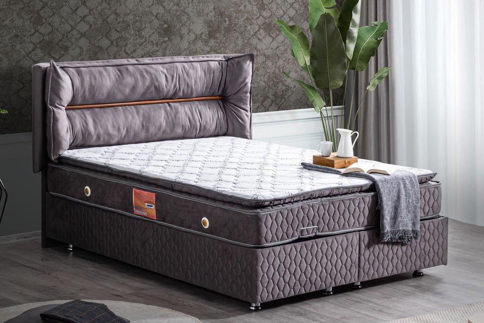 Barselona Baza Başlık Real Pedli Yatak Seti 150 x 200 - Antrasit