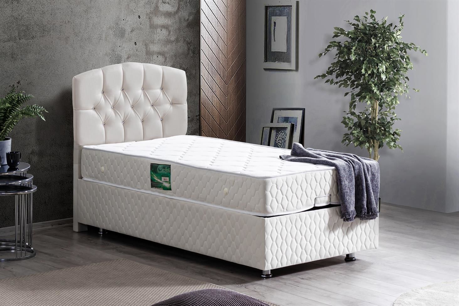 Efes Baza Başlık Comfort Yatak Seti 100 x 200 - Krem